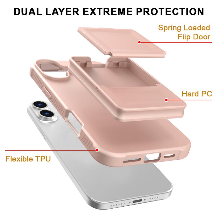 Skin Feel TPU Hidden Mirror Card Bag Phone Case with Stand, For iPhone 16