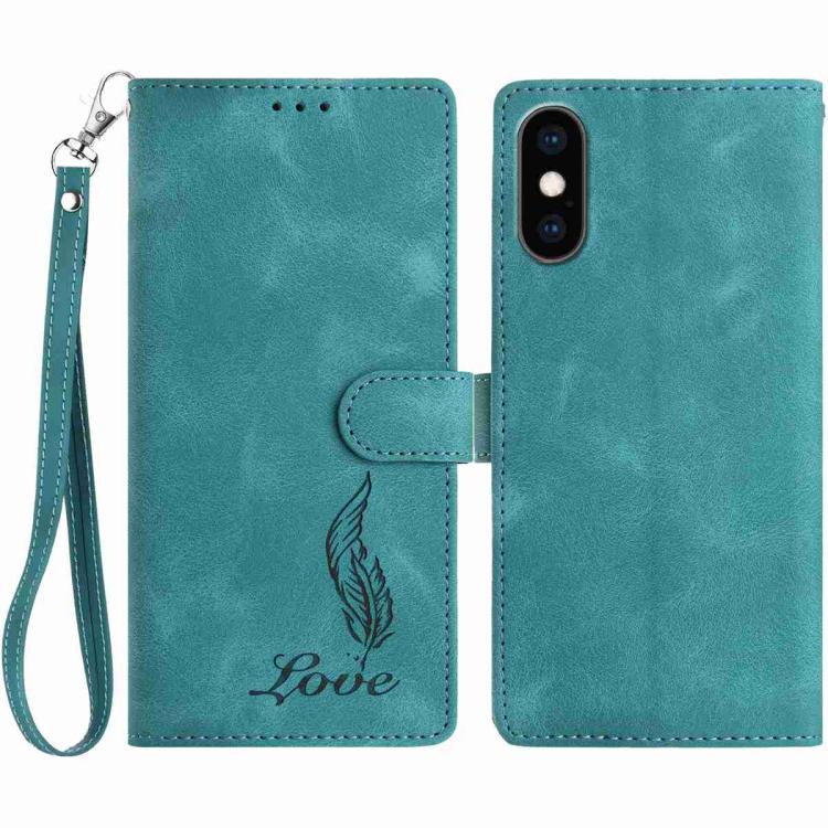 Skin Feel Embossed Feather Leather Phone Case, For iPhone XR, For iPhone XS Max, For iPhone 8 Plus / 7 Plus