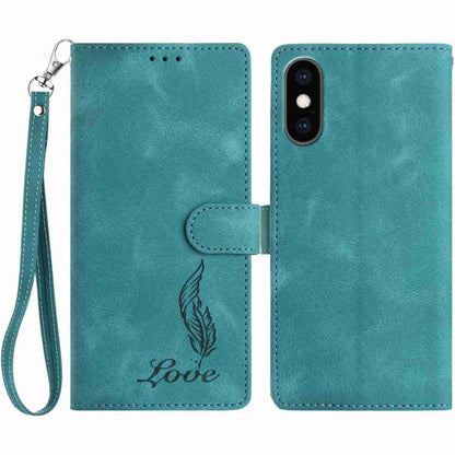 Skin Feel Embossed Feather Leather Phone Case, For iPhone XR, For iPhone XS Max, For iPhone 8 Plus / 7 Plus