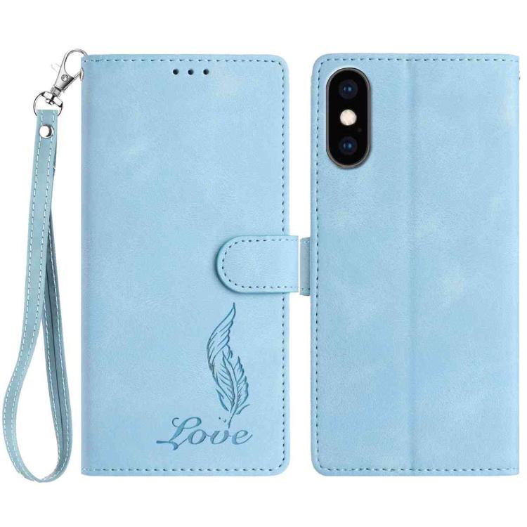 Skin Feel Embossed Feather Leather Phone Case, For iPhone XR, For iPhone XS Max, For iPhone 8 Plus / 7 Plus