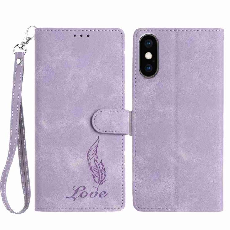 Skin Feel Embossed Feather Leather Phone Case, For iPhone XR, For iPhone XS Max, For iPhone 8 Plus / 7 Plus