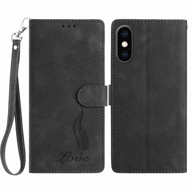 Skin Feel Embossed Feather Leather Phone Case, For iPhone XR, For iPhone XS Max, For iPhone 8 Plus / 7 Plus