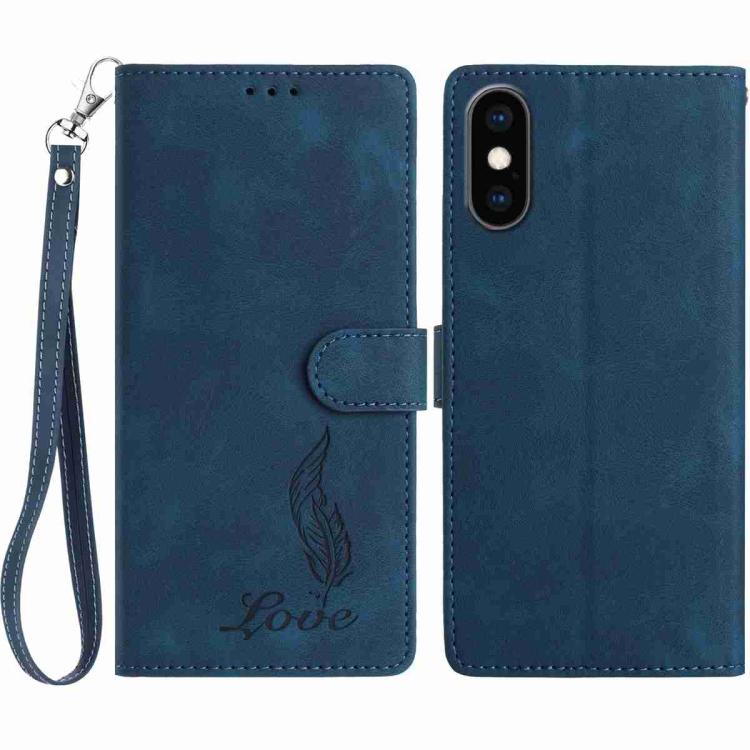 Skin Feel Embossed Feather Leather Phone Case, For iPhone XR, For iPhone XS Max, For iPhone 8 Plus / 7 Plus
