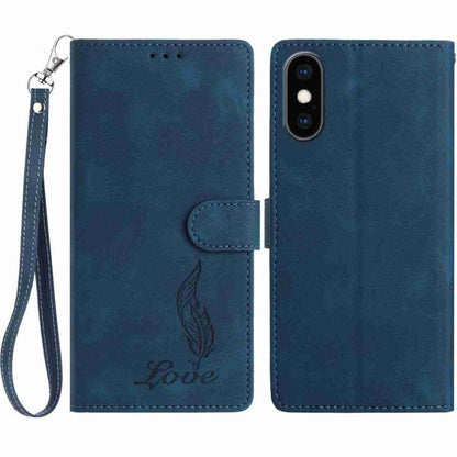 Skin Feel Embossed Feather Leather Phone Case, For iPhone XR, For iPhone XS Max, For iPhone 8 Plus / 7 Plus