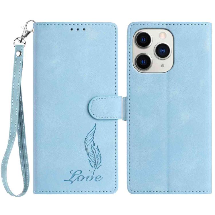 Skin Feel Embossed Feather Leather Phone Case, For iPhone 12 / 12 Pro, For iPhone 12 Pro Max, For iPhone 11 Pro Max
