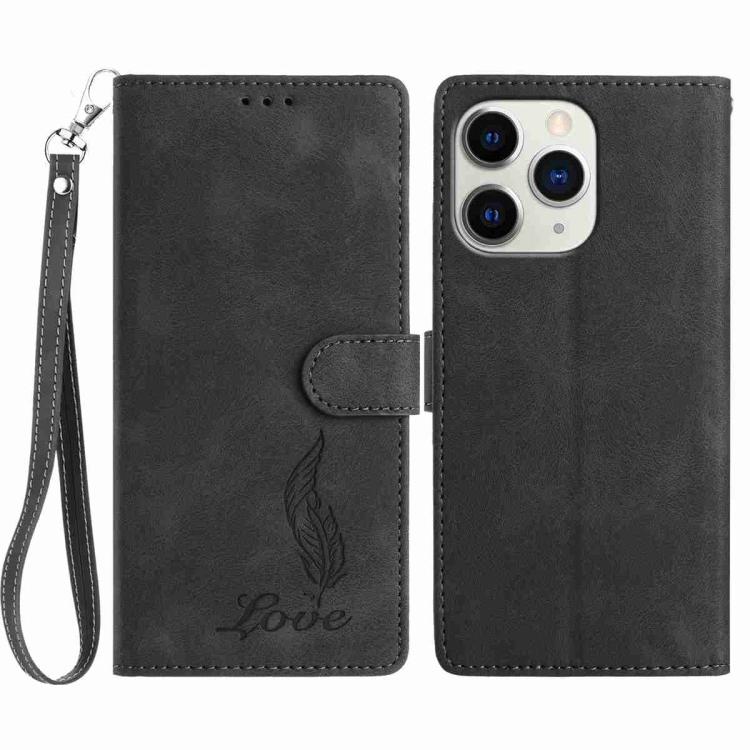 Skin Feel Embossed Feather Leather Phone Case, For iPhone 12 / 12 Pro, For iPhone 12 Pro Max, For iPhone 11 Pro Max