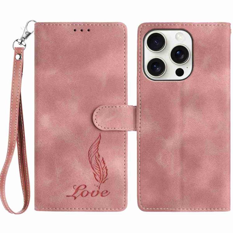 Skin Feel Embossed Feather Leather Phone Case, For iPhone 14 Pro, For iPhone 14 Pro Max, For iPhone SE 2022 / SE 2020 / 8 / 7