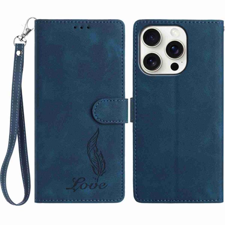 Skin Feel Embossed Feather Leather Phone Case, For iPhone 14 Pro, For iPhone 14 Pro Max, For iPhone SE 2022 / SE 2020 / 8 / 7