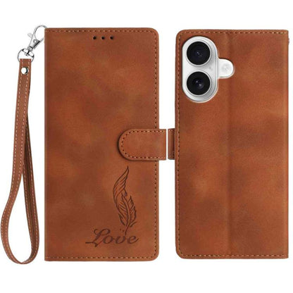 Skin Feel Embossed Feather Leather Phone Case