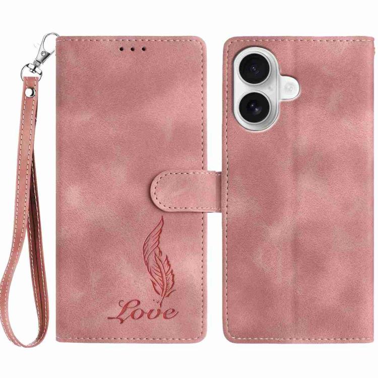 Skin Feel Embossed Feather Leather Phone Case