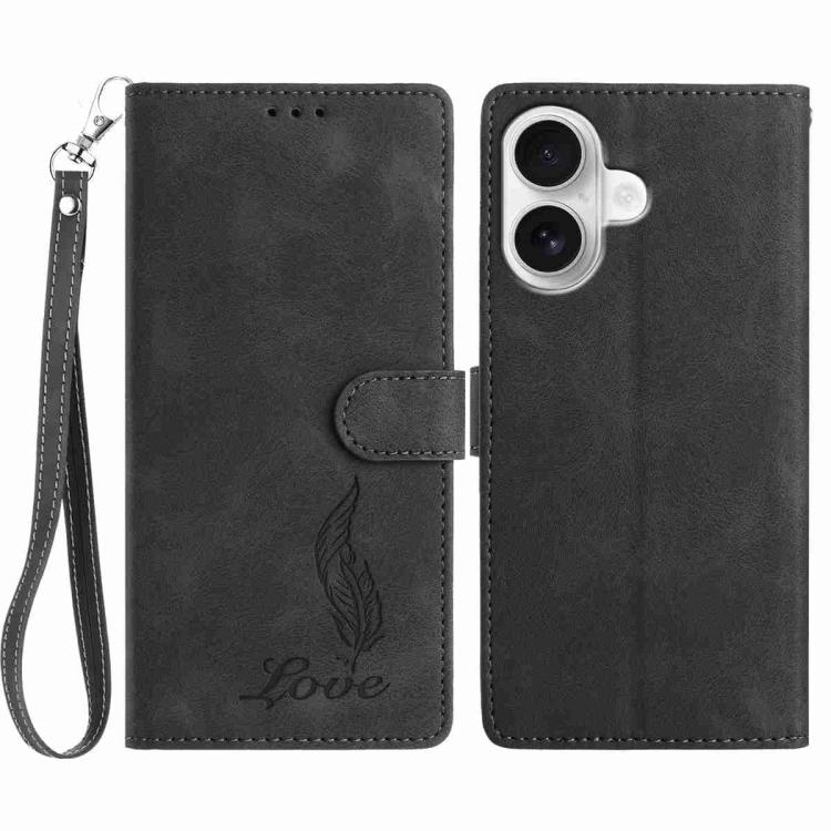 Skin Feel Embossed Feather Leather Phone Case