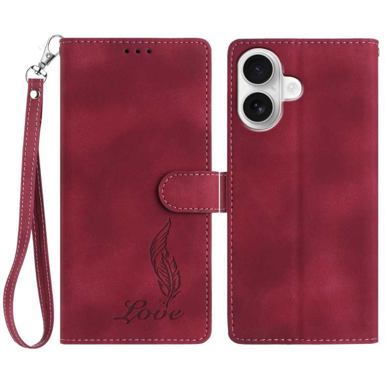 Skin Feel Embossed Feather Leather Phone Case