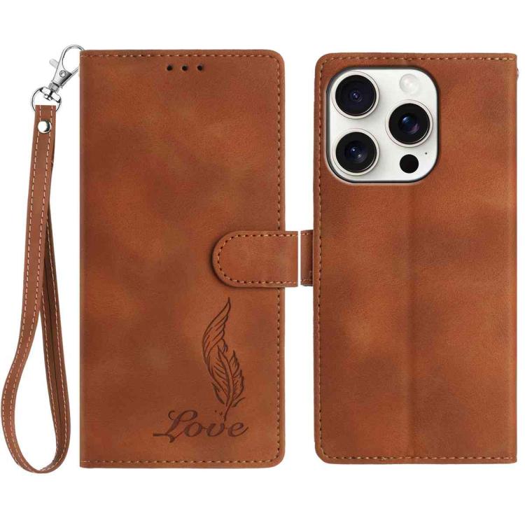 Skin Feel Embossed Feather Leather Phone Case