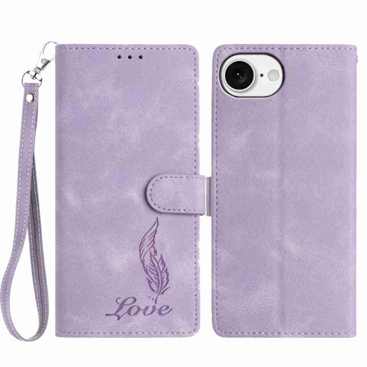 Skin Feel Embossed Feather Leather Phone Case