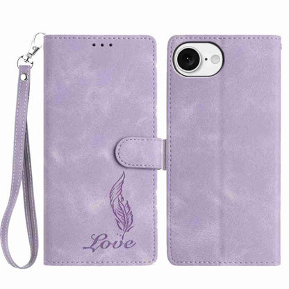 Skin Feel Embossed Feather Leather Phone Case