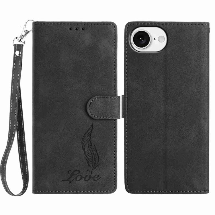 Skin Feel Embossed Feather Leather Phone Case
