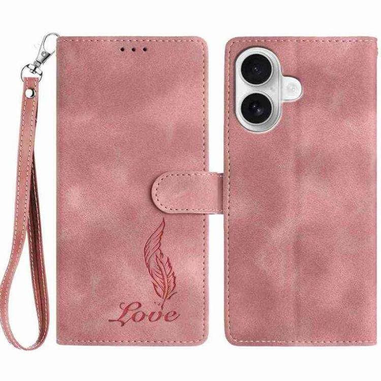 Skin Feel Embossed Feather Leather Phone Case