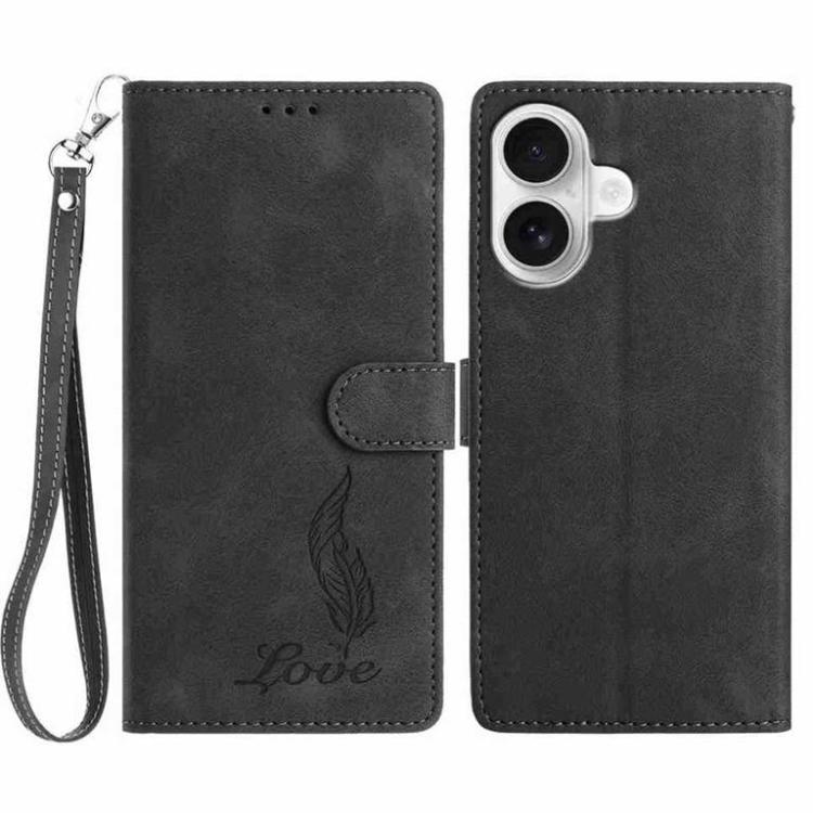 Skin Feel Embossed Feather Leather Phone Case