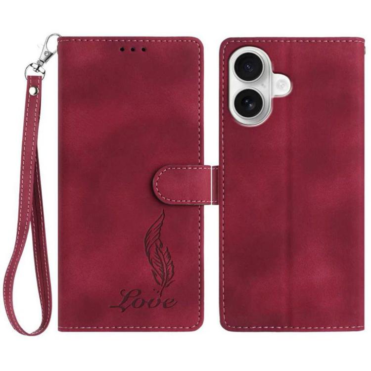 Skin Feel Embossed Feather Leather Phone Case