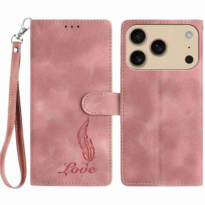 Skin Feel Embossed Feather Leather Phone Case