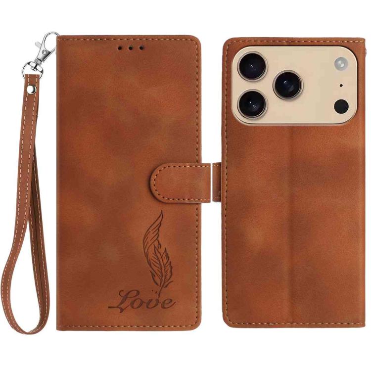 Skin Feel Embossed Feather Leather Phone Case