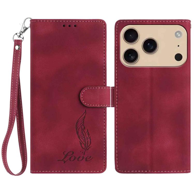 Skin Feel Embossed Feather Leather Phone Case