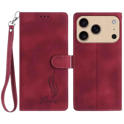 Skin Feel Embossed Feather Leather Phone Case