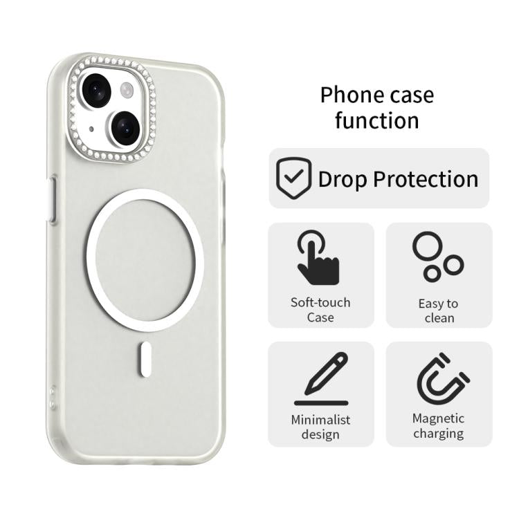 Candy Diamond Magsafe Frosted PC Hybrid TPU Phone Case, For iPhone 15 Plus, For iPhone 15, For iPhone 14 Pro Max, For iPhone 13 Pro