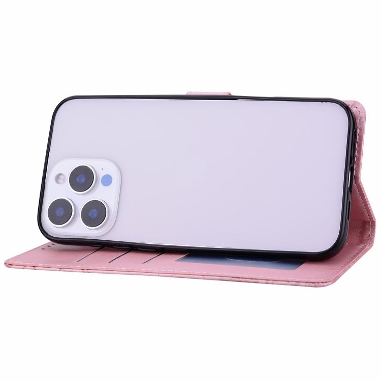 Embossed Floral Pattern Leather Phone Case, For iPhone 15 Pro