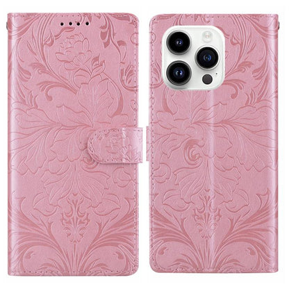 Embossed Floral Pattern Leather Phone Case, For iPhone 16e, For iPhone 16 Pro Max, For iPhone 16 Pro, For iPhone 16 Plus, For iPhone 16, For iPhone 15 Pro Max