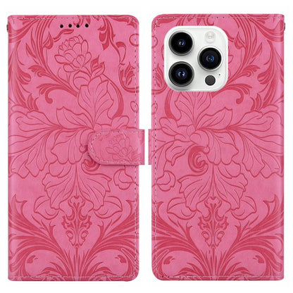 Embossed Floral Pattern Leather Phone Case, For iPhone 16e, For iPhone 16 Pro Max, For iPhone 16 Pro, For iPhone 16 Plus, For iPhone 16, For iPhone 15 Pro Max