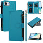 Magnetic Closure 9 Card Slots Zipper Leather Case with Hand Strap