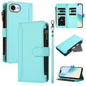 Magnetic Closure 9 Card Slots Zipper Leather Case with Hand Strap