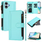 Magnetic Closure 9 Card Slots Zipper Leather Case with Hand Strap