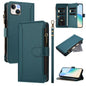 Magnetic Closure 9 Card Slots Zipper Leather Case with Hand Strap, For iPhone 16, For iPhone 15 Pro Max, For iPhone 15 Pro, For iPhone 15 Plus