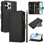 Magnetic Closure 9 Card Slots Zipper Leather Case with Hand Strap
