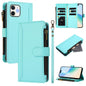 Magnetic Closure 9 Card Slots Zipper Leather Case with Hand Strap