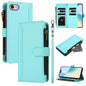 Magnetic Closure 9 Card Slots Zipper Leather Case with Hand Strap