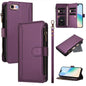 Magnetic Closure 9 Card Slots Zipper Leather Case with Hand Strap