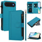 Magnetic Closure 9 Card Slots Zipper Leather Case with Hand Strap