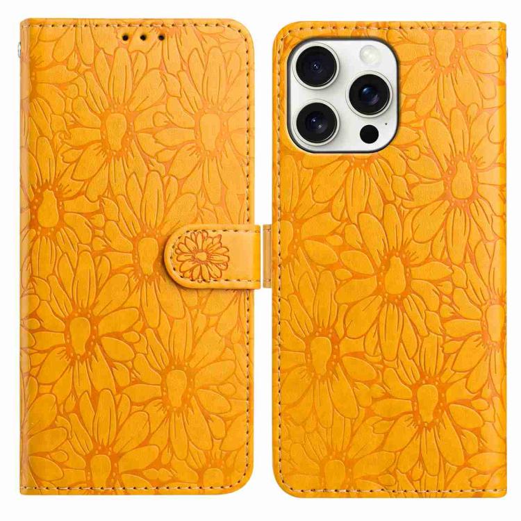 Daisy Embossed Leather Phone Case, For iPhone 16e, For iPhone 16 Pro Max