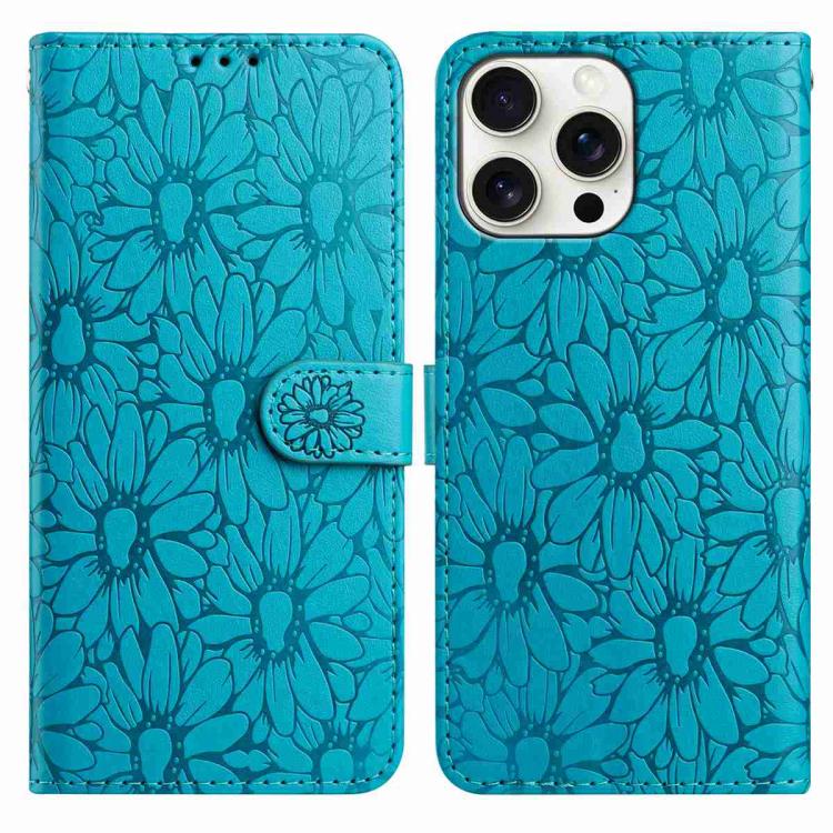 Daisy Embossed Leather Phone Case, For iPhone 16e, For iPhone 16 Pro Max