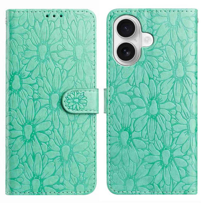 Daisy Embossed Leather Phone Case, For iPhone 16, For iPhone 15 Pro Max