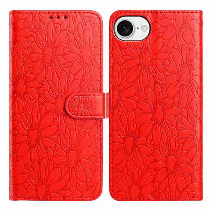 Daisy Embossed Leather Phone Case, For iPhone 16e, For iPhone 16 Pro Max