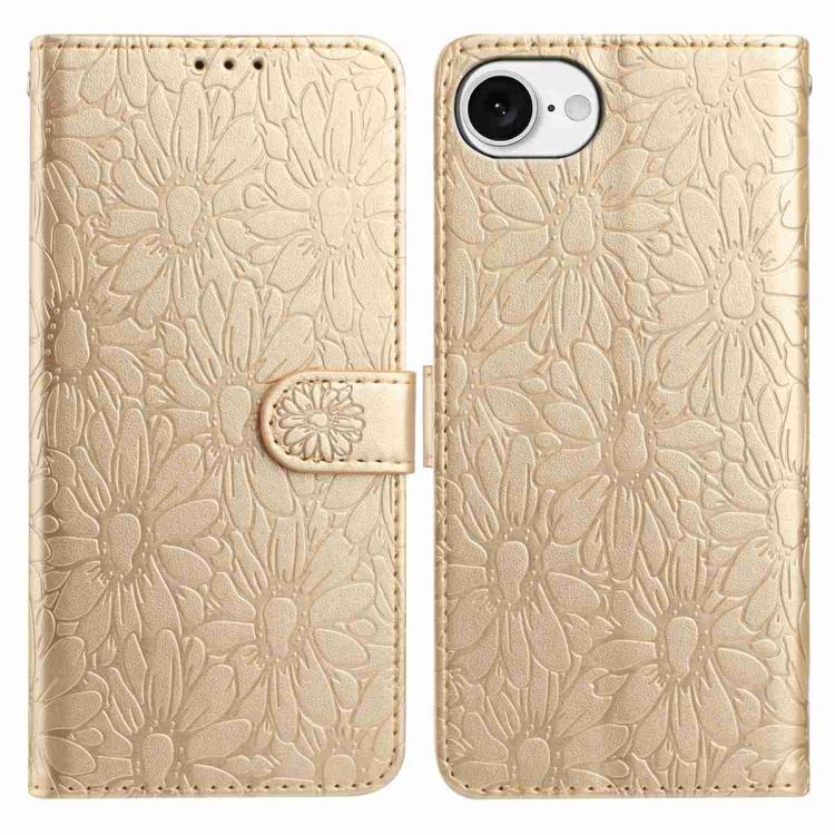 Daisy Embossed Leather Phone Case, For iPhone 16e, For iPhone 16 Pro Max