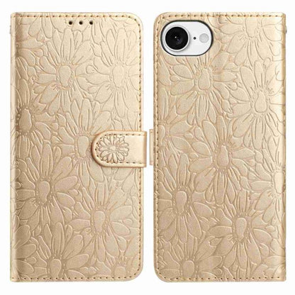 Daisy Embossed Leather Phone Case, For iPhone 17e / 16e, For iPhone 17