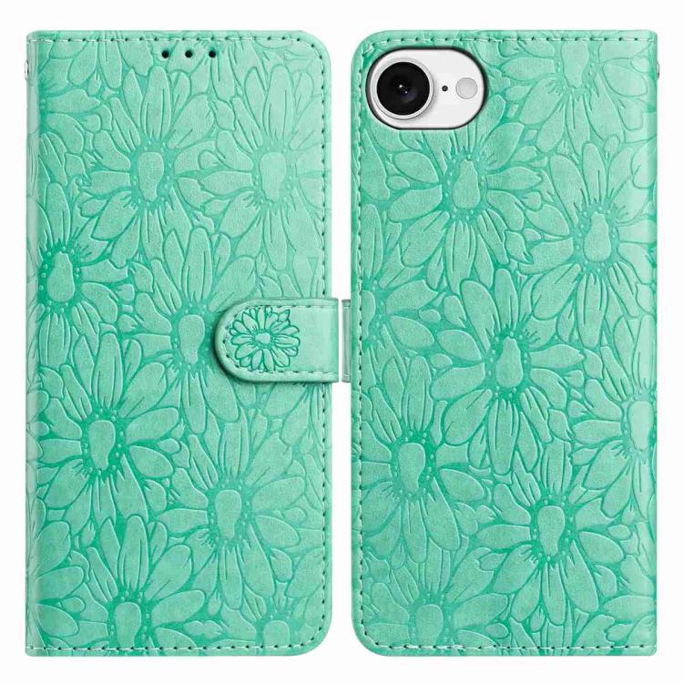 Daisy Embossed Leather Phone Case, For iPhone 16e, For iPhone 16 Pro Max