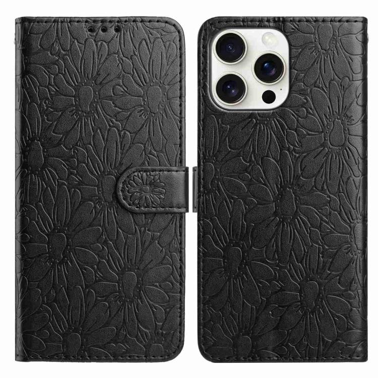 Daisy Embossed Leather Phone Case, For iPhone 16, For iPhone 15 Pro Max