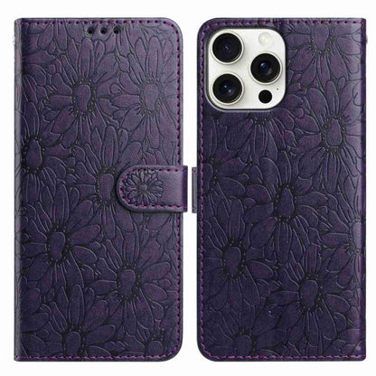 Daisy Embossed Leather Phone Case, For iPhone 16, For iPhone 15 Pro Max