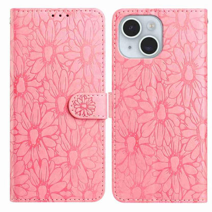 Daisy Embossed Leather Phone Case, For iPhone 15 Pro, For iPhone 15 Plus